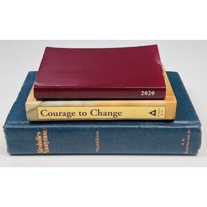 Lot 3 ALCOHOLICS ANONYMOUS Books 3rd Ed 1977 HC; Courage to Change; 2020 Mini Ed